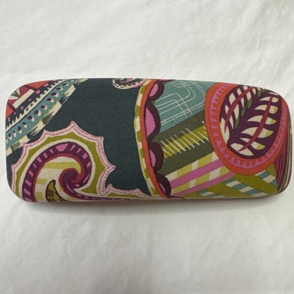 Vera Bradley Paisley Clam, Hard Eyeglass Case Greens Pinks And Blues - Picture 1 of 5